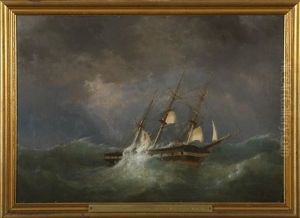 The Barque "matilde" Of Boston, Wm. Peterson, Master, In Heavy Seas, March 3, 1854 by Egidius Linnig