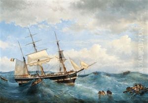 De Bark "stad Antwerpen" Tijdens De Redding Van Schipbreukelingen Van De Amerikaanse Schepen "trade Wind" En "olympus" Op 21 Juni 1854