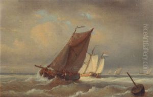 Dutch Hoys In A Stiff Breeze by Egidius Linnig