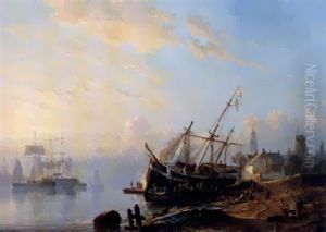 The Threemaster "hoop" Being Caulked On A River Bank (antwerp Beyond?)