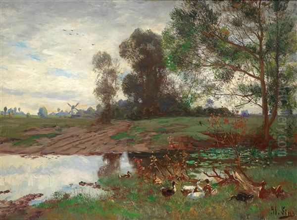 Ducks By The Pond - view 1