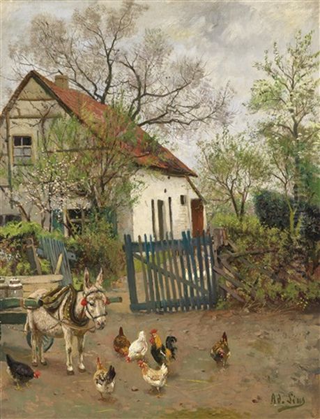 Landliche Idylle Mit Esel Und Federvieh - view 1