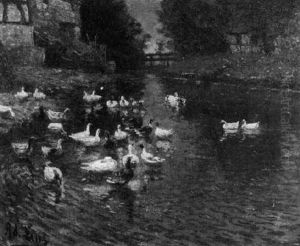 Enten Am Dorfteich by Adolf Lins