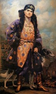 Bildnis Eines Georgischen Hocharistokraten Mit Barsoi by Johannes Linse