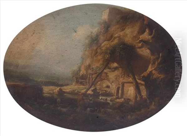 An Italianate River Landscape With A Shepherd Giving A Maid A Posy Of Flowers - view 1