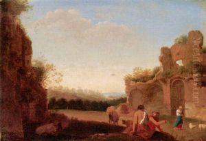 An Arcadian Landscape With Herders And Their Animals Before A Set Of Ruins thumbnail