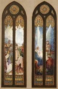 The Ascension (+ The Nativity; 2 Stained Glass Window Designs) by Corwin Knapp Linson