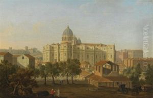 Rome, A View Of The Apse Of Saint Peter's, With An Artist Sketching In The Foreground