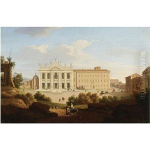 Roma, Veduta Della Facciata Di San Giovanni In Laterano by Giacomo van (Monsu Studio) Lint