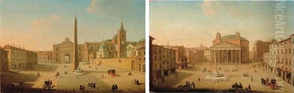 Roma, Piazza Del Popolo (+ Roma, Veduta Di Piazza Del Pantheon; 2 Works) - view 1