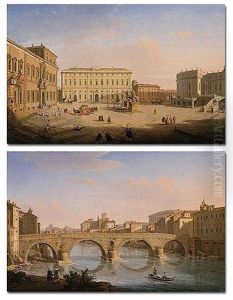 Rome: The Piazza Del Quirinale With The Palazzo Del Quirinale To The Left And The Palazzo Della Consulta In The Centre by Giacomo van (Monsu Studio) Lint