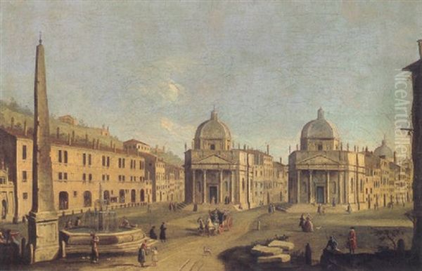 View Of The Piazza Del Popolo, Rome by Giacomo van (Monsu Studio) Lint