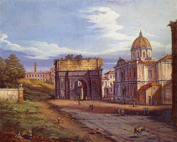 View Of The Arch Of Septimius Severus And The Chiesa Di Ss. Luca E Martina, Rome - view 1