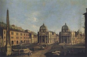 View Of The Piazza Del Popolo, Rome by Giacomo van (Monsu Studio) Lint