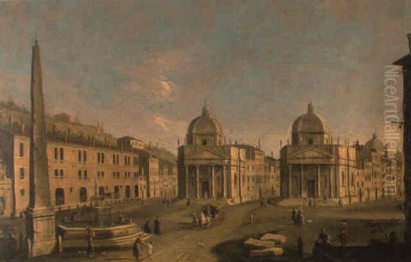 Ansicht Der Piazza Del Popolo In Rom - view 1
