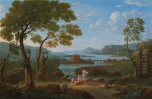 An Ideal River Landscape by Hendrick Frans van Lint