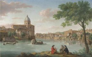 The Church Of San Giovanni Dei Fiorentini, On The Tiber, Rome by Hendrick Frans van Lint