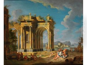 Ruinencapriccio Mit Mythologischer Szene by Hendrick Frans van Lint