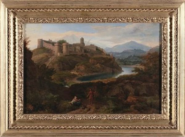 Paesaggio Con Figure E Citta Fortificata - view 1