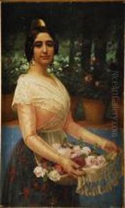 Valenciana Portando Rosas by Juan Antonio Benlliure y Gil