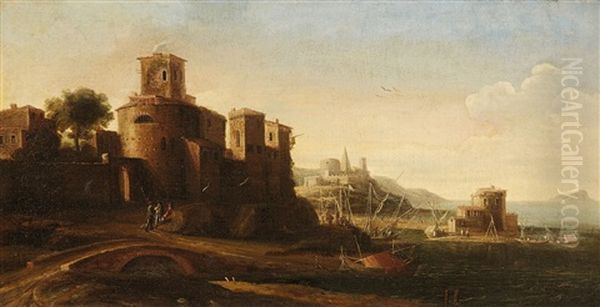 An Italian Landscape With A Fishing Port - view 1