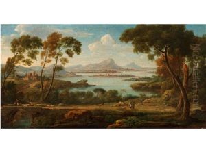 Sudliche Ideallandschaft Mit Blick Auf Einen See by Hendrick Frans van Lint