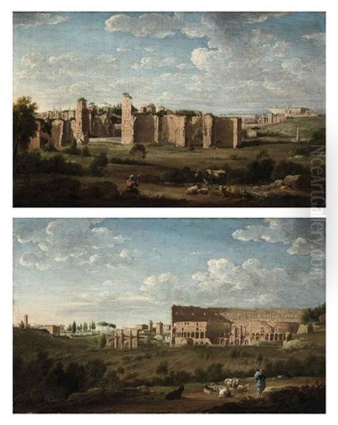 The Baths Of Caracalla, With The Lateran Beyond, Rome (+ The Colosseum, With The Arch Of Constantine, Rome; Pair) - view 1