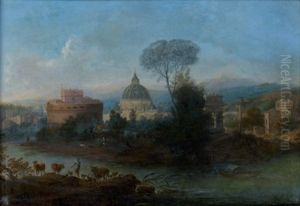 Vue De Rome Avec Le Chateau Saint Ange Et La Basilique Saint Pierre