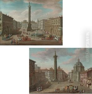 A View Of The Piazza Colonna, Rome (+ A View Of The Piazza Colonna, Rome; Pair) A View Of The Piazza Colonna, Rome (+ A View Of The Piazza Colonna, Rome; Pair)