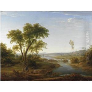 Paesaggio Fluviale Con Figure E Animali