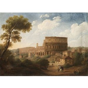 Rome, A View Of The Colosseum by Hendrick Frans van Lint