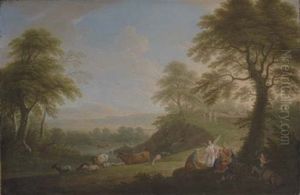 An Extensive Italianate Landscape With The Rest On The Flight Into Egypt