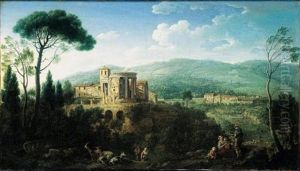 Veduta Fantasiosa Di Tivoli Con Il Tempio Della Sibilla, Con Pastori E Animali