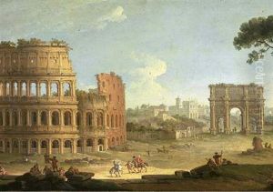 Rome: The Colosseum With The Arch Of Constantine, From The Orto Of The Frati Di Santa Fancesca Romana by Hendrick Frans van Lint