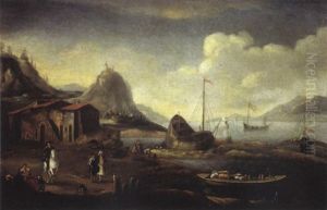 Scene De Port Anime De Marchands by Hendrick Frans van Lint