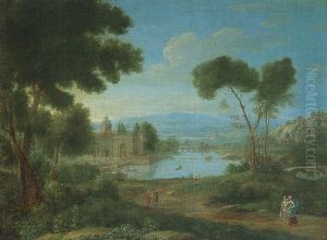 A Classical Landscape With A Palazzo In A River Valley
