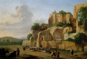 The Palatine Hill Seen From The Circus Maximus With Drovers, Livestock And Other Figures