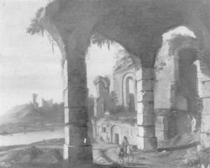 Ruines Antiques Animees De Cavaliers Et De Promeneurs