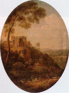 A View Of The Temple Of Vesta At Tivoli by Hendrick Frans van Lint