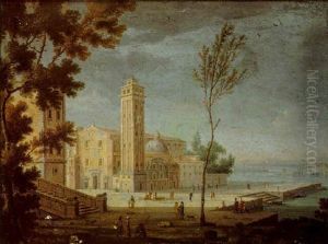 A Town In The Veneto With Figures Promenading On A Quay