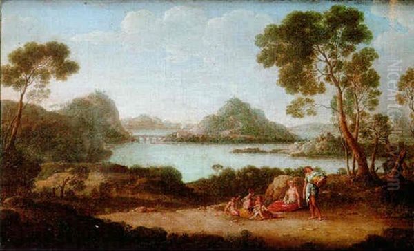 Paysage Imaginaire De La Campagne Italienne Anime De Personnages - view 1