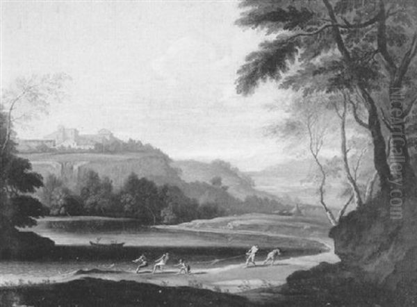 An Italianate River Landscape With Fishermen - view 1