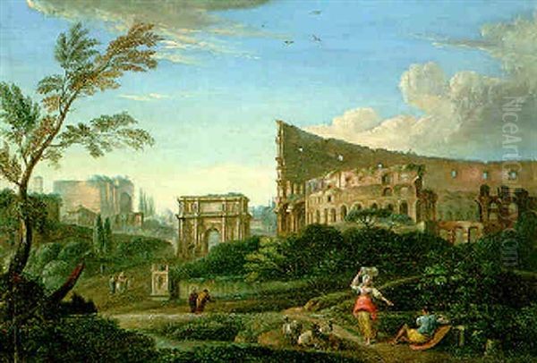 Figures Before The Colosseum, Rome - view 1