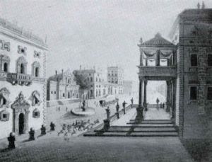 Figures A Coach And A Hunt In A Patrician Town Square