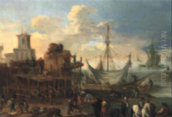 Hafenszene Mit Schiffbauern - view 1