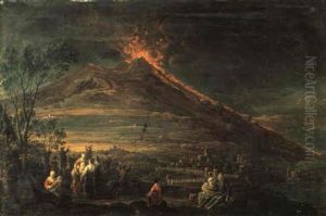 Capriccio Con L'eruzione Del Vesuvio, Con Una Citta Cinta Da Mura