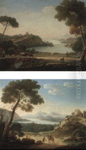 Italianate River Landscape With A Shepherdess Resting On A Bridge Italianate River Landscape With A Shepherdess Resting On A Bridge