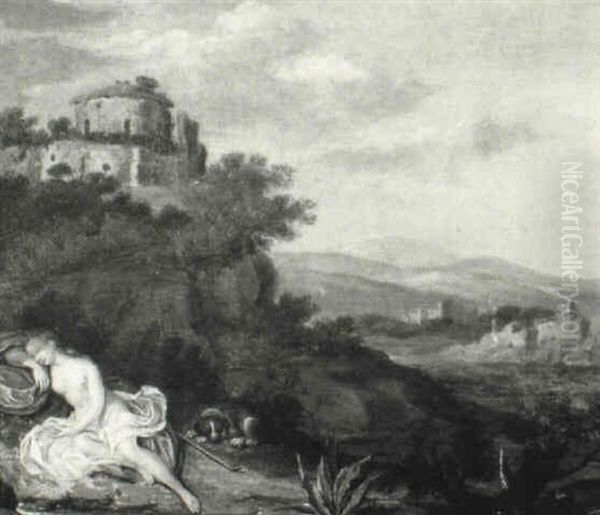 Italianate Landscape With Diana Sleeping By A Pool - view 1