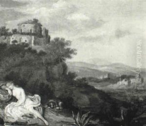 Italianate Landscape With Diana Sleeping By A Pool by Hendrick Frans van Lint