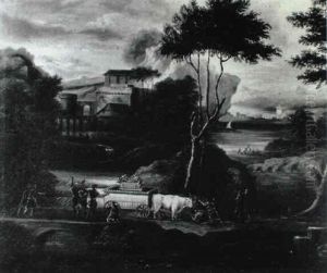 An Italianate Landscape With The Israelites Before The Ark Of The Covenant by Hendrick Frans van Lint